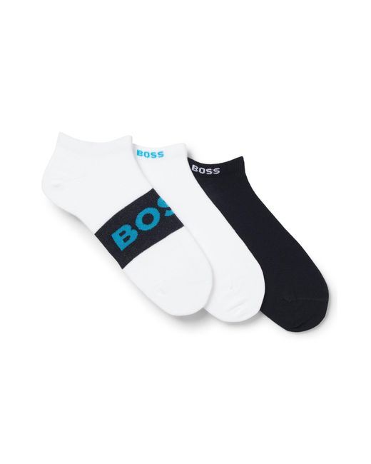 Lot De Trois Paires De Chaussettes Longueur Cheville En Coton Mélangé Boss pour homme en coloris Blue