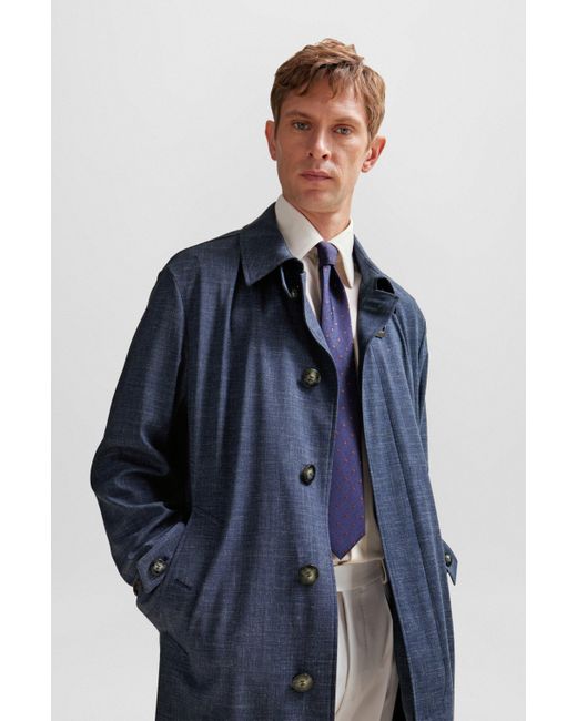 Boss Blue Regular-fit Coat In A Virgin-wool Blend for men