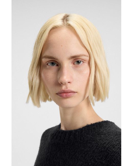 HUGO Black Oversized Strickpullover Mit Puffärmeln
