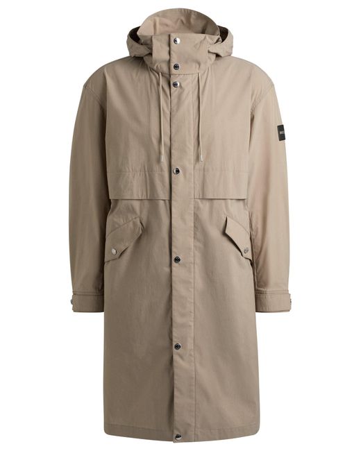 Boss Brown Water-repellent Jacket In A Paper-touch Cotton Blend for men