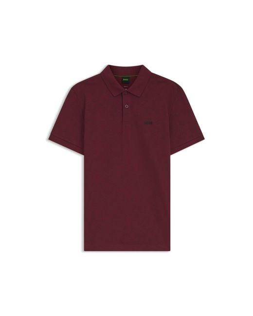 Boss Red Cotton-Piqué Polo Shirt With All-Over Print for men
