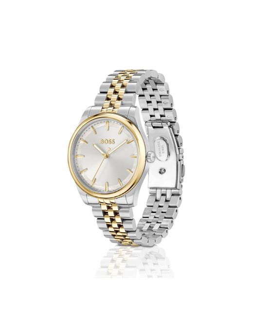 Boss Metallic Graceful Two-Tone Watch With Mother-Of-Pearl Inlay
