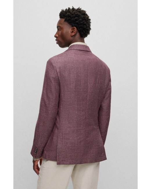 BOSS by HUGO BOSS Slim fit Jacket In Patterned Linen And Virgin
