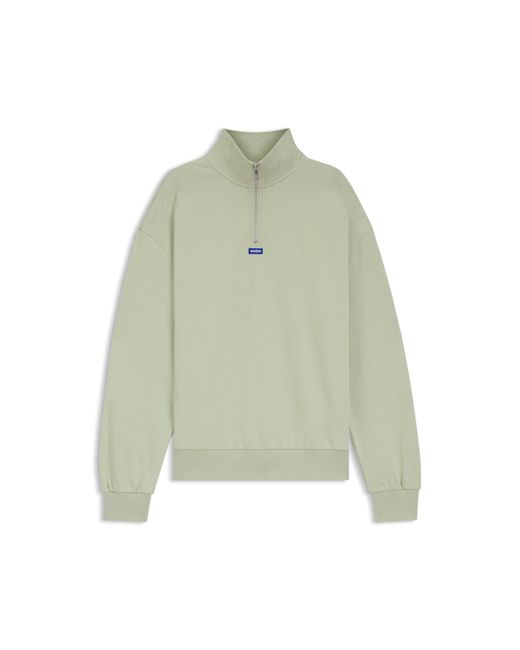 HUGO Green Cotton-Terry Sweatshirt With Zip Collar for men