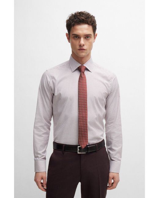 Boss Purple Silk-blend Tie With Jacquard-woven Pattern for men