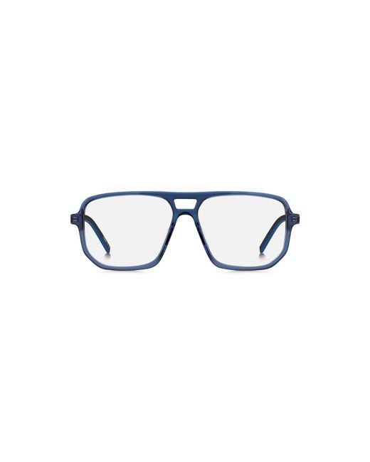 HUGO Blue Acetate Optical Frames With Cut-Out Logo for men