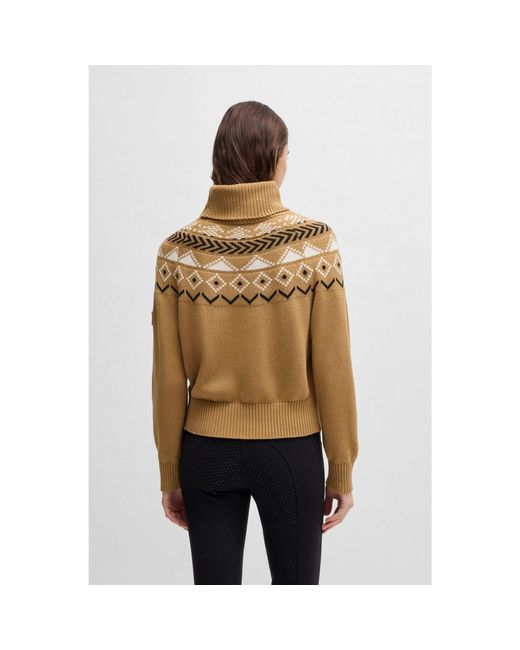 Boss Green Equestrian Rollneck Sweater With Knitted Pattern
