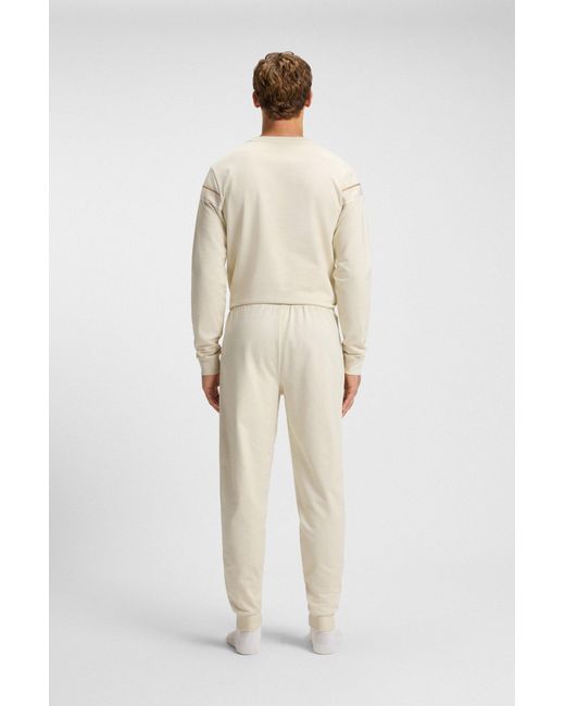Boss Trainingsbroek Van Katoenen Sweatstof Met Bies En Logo in het White voor heren
