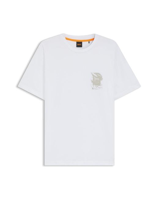 Boss Regular-Fit T-Shirt Aus Baumwolle Mit Print-Artwork in White für Herren