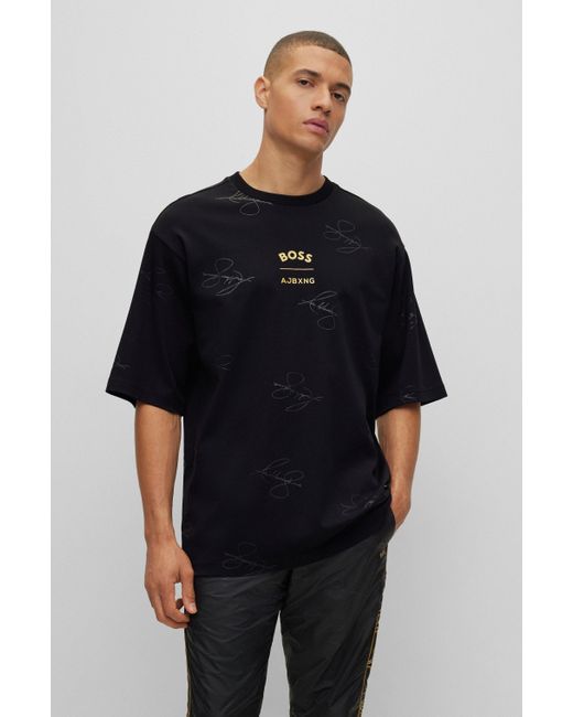 X AJBXNG t-shirt en coton interlock avec logo du partenariat et signatures  BOSS by HUGO BOSS pour homme en coloris Noir | Lyst