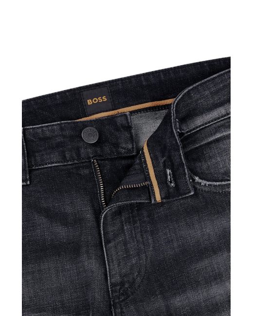Boss Slim-fit Jeans In Italian Super-soft Black Denim for men