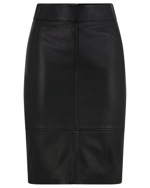Gonna a tubino regular fit in pelleBOSS by HUGO BOSS in Pelle di colore  Nero | Lyst