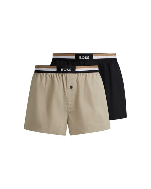 Boss Green Two-pack Of Cotton Pyjama Shorts With Signature Waistbands for men