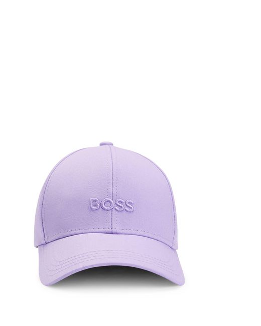 Boss Purple Cotton-twill Cap With Embroidered Logo