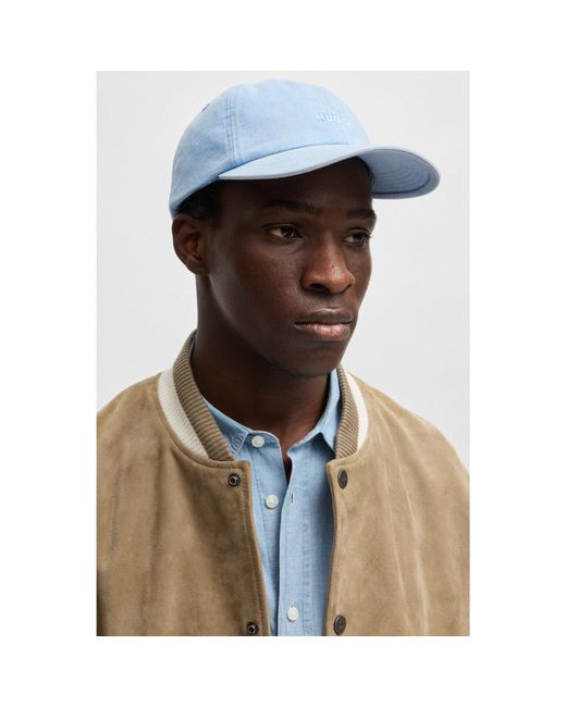 HUGO Blue Cotton-Twill 6-Panel Cap With Embroidered Logo for men