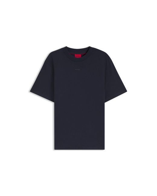 HUGO Blue Relaxed-Fit T-Shirt With Central Logo Detail for men