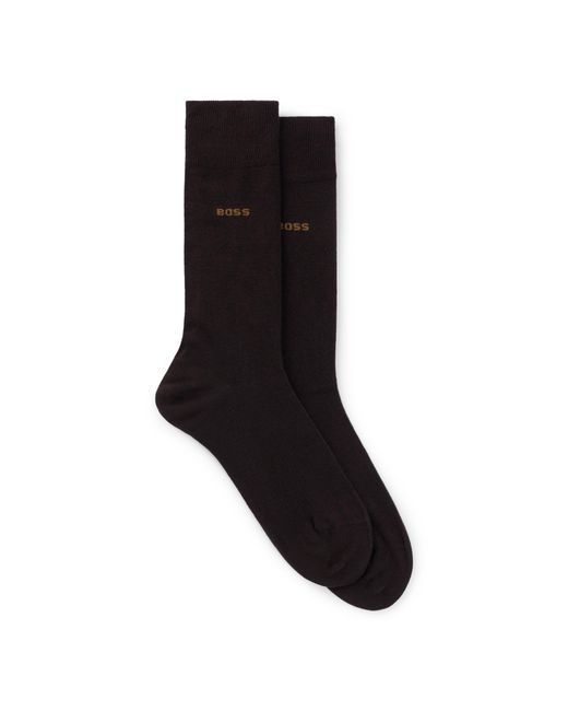 Boss Black Cotton Blend Regular-Length Logo Socks for men