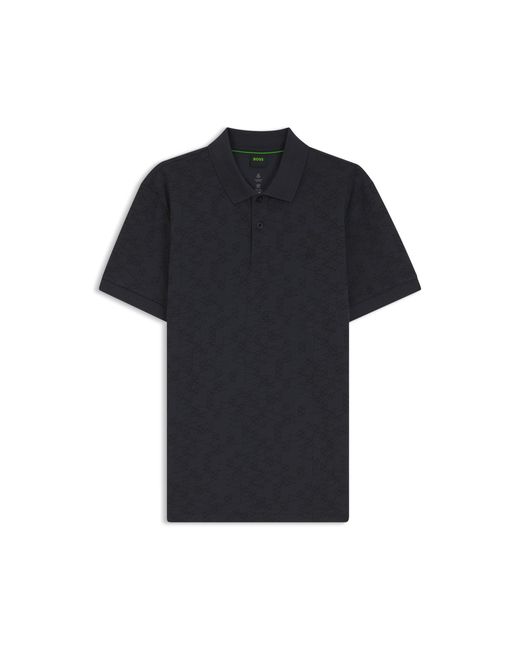 Boss Black Cotton-Piqué Polo Shirt With All-Over Print for men