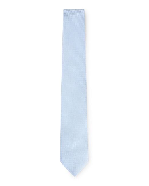 Boss White Silk-blend Tie And Pocket Square Set for men