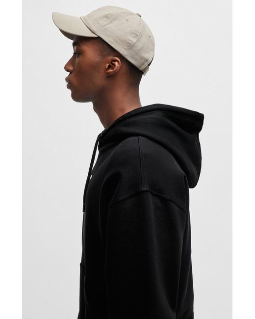 Boss Black Cotton-terry Hoodie With Contrast Logo for men