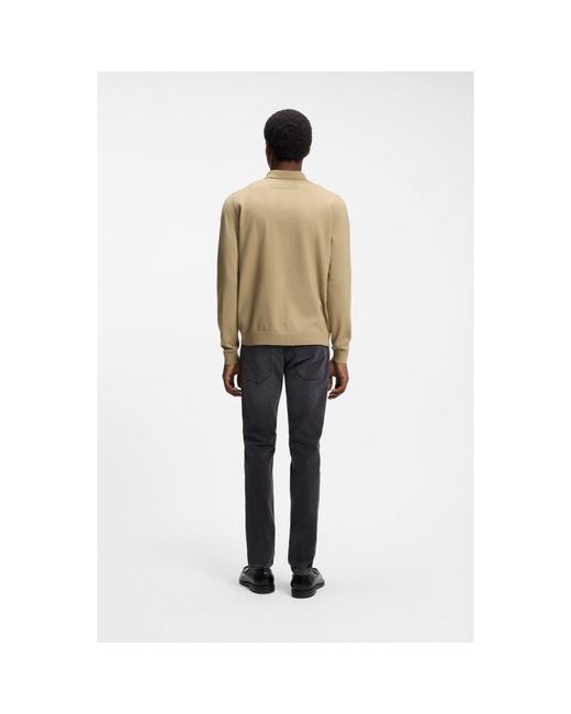 HUGO Natural Regular-Fit Knitted Jacket With Ribbed Trims for men