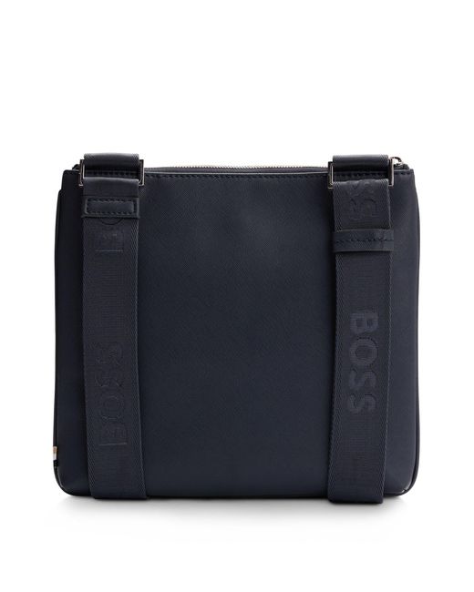 Boss Blue Envelope Bag With Signature Stripe And Logo Detail for men