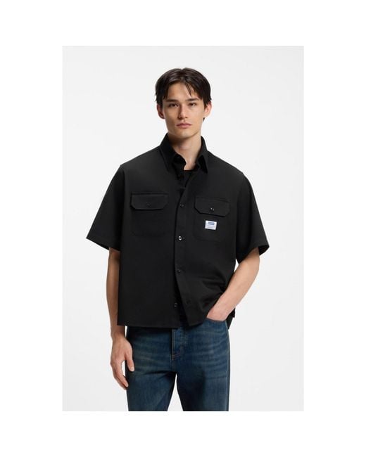 HUGO Black Oversized-Fit Shirt for men