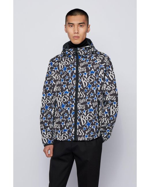 BOSS by HUGO BOSS Water Repellent Reversible Jacket With Stars And ...