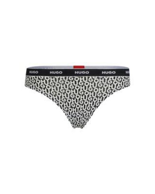String en coton stretch avec taille logotée HUGO en coloris Black
