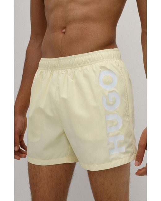 BOSS by HUGO BOSS Swim Shorts With Logo Print in Yellow for Men Lyst