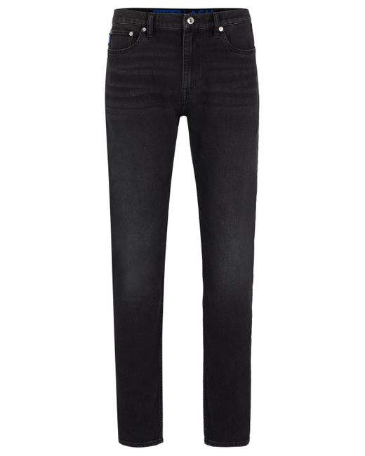 HUGO Schwarze Slim-Fit Jeans aus Stretch-Denim in Black für Herren