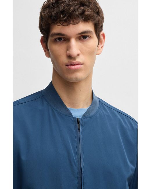 Boss Softshell-Bomberjack Van Gekreukt Vierzijdig Stretchmateriaal in het Blue voor heren