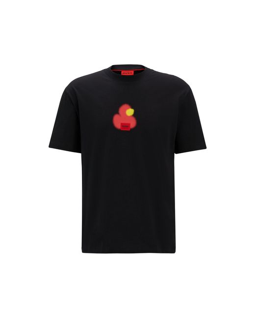 HUGO Red Cotton-Jersey Relaxed-Fit T-Shirt With Duck Print for men