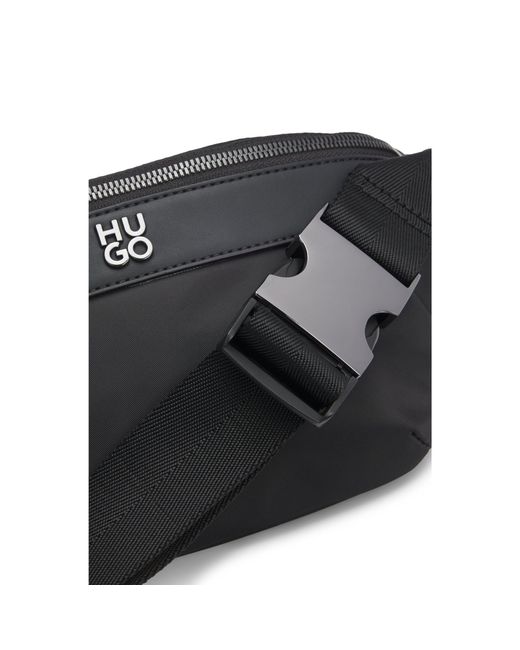 HUGO Black Twill Belt Bag With Stacked-Logo Hardware for men