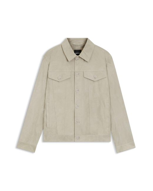 Boss Regular-Fit Jas Van Suède in het White voor heren
