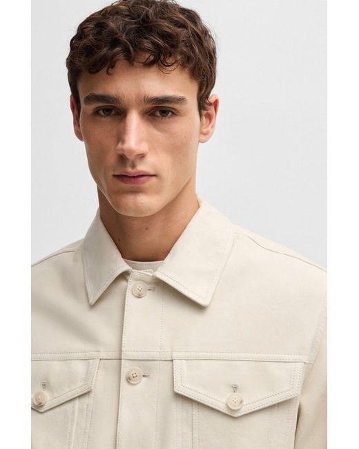 Boss Regular-Fit Jas Van Suède in het White voor heren