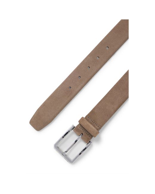 Boss Brown Suede Belt With-Tone Buckle for men