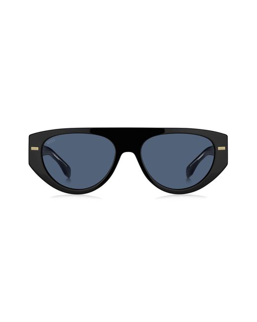 Boss Schwarze Sonnenbrille Aus Bio-Acetat Mit Gemusterten Nieten in Black für Herren