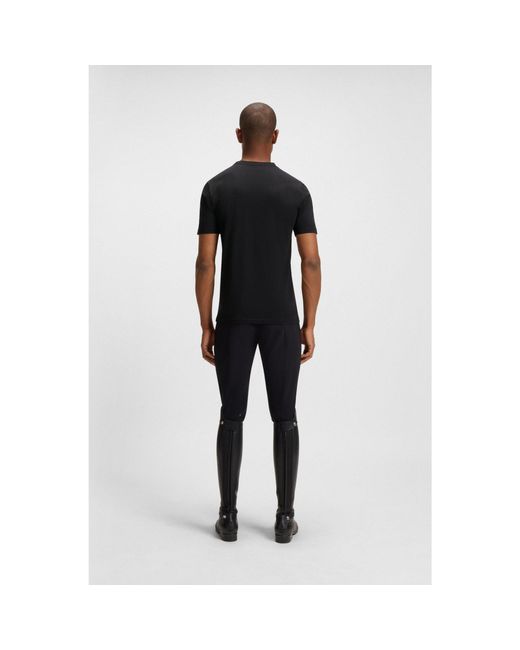 Boss Black Equestrian Stretch-Cotton T-Shirt With Logo Patch for men