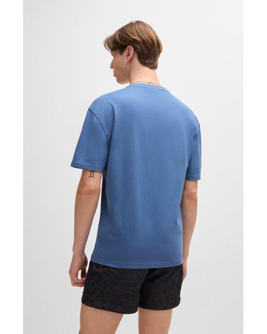 HUGO Blue Cotton-jersey T-shirt With Spf 50+ Uv Protection for men