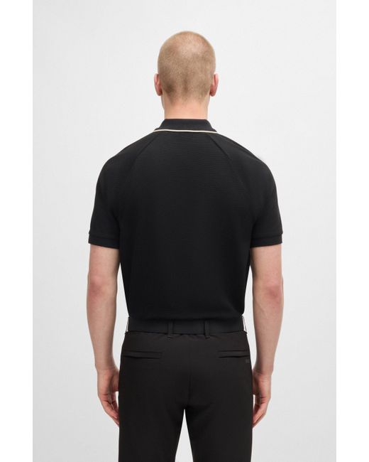 Boss Black Structured-cotton Polo Shirt With Contrast Logo for men
