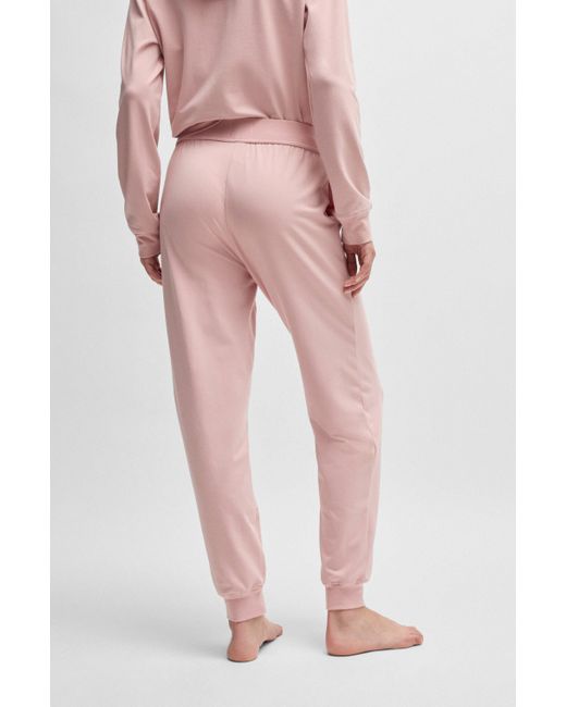 HUGO Pink Relaxed-Fit Tracksuit Bottoms With Printed Logo
