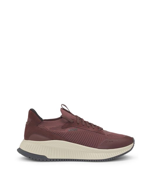 Boss Ttnm Evo-Sneakers Met Gebreide Bovenzijdes in het Brown voor heren