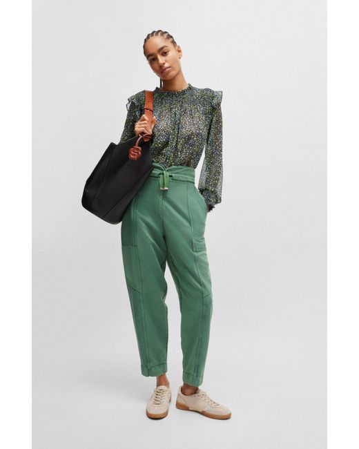 Boss Green Regular-Fit Bluse aus bedrucktem Krepp-Georgette