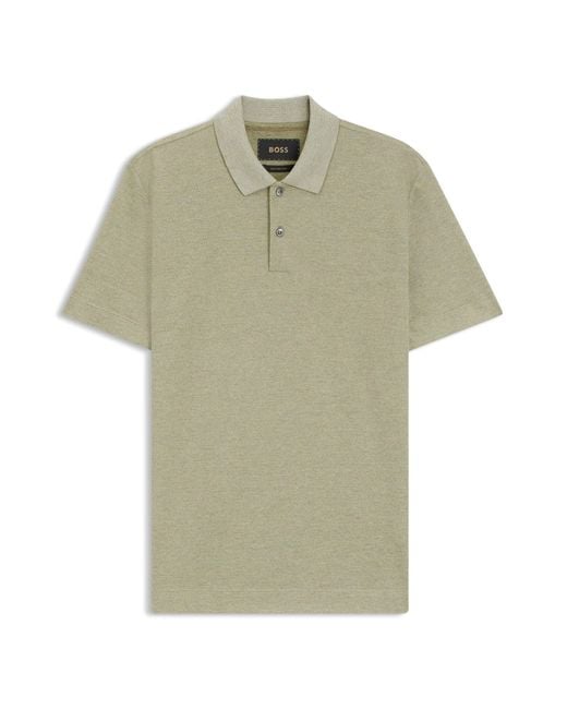 Boss Regular-Fit Poloshirt Aus Baumwolle Und Seide in Green für Herren