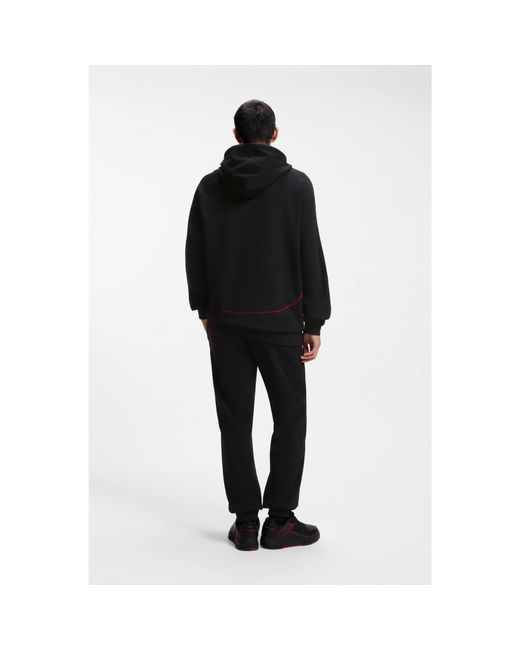 HUGO Black X Rb Stretch-Cotton Hoodie With Bull Motif for men