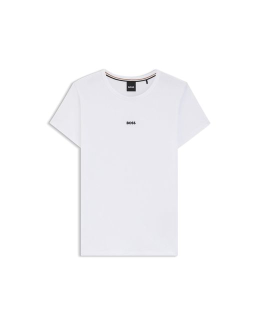 Boss White Organic-Cotton Slim-Fit T-Shirt With Contrast Logo