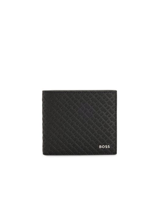 Boss Black Monogram-Structure Wallet With Logo Trim for men