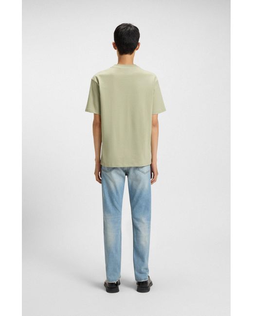 HUGO Relaxed-Fit T-Shirt Van Katoen Met Logoprint in het Green voor heren
