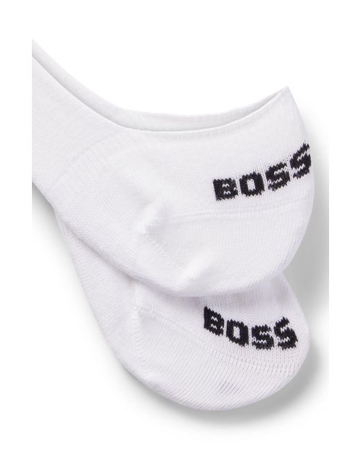 Boss White Füßlinge mit Logo-Details im Zweier-Pack